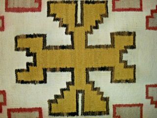 Old NAVAJO NAVAHO Indian Rug/Weaving.  Center Cross/Stepped Design.  Good Cond 4