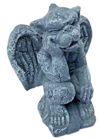 Faux Stone Resin Cast Thinker Winged Gargoyle Statue Figurine 5 - 1/2 X 4 - 1/2 "