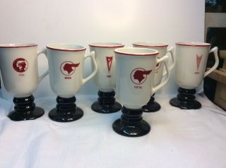 6 Buntingware Pontiac Indian Emblem Pedestal Coffee Mug Cup.