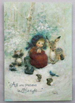 25 Hallmark Mary Hamilton Little Girl With Forest Animals Boxed Christmas Cards