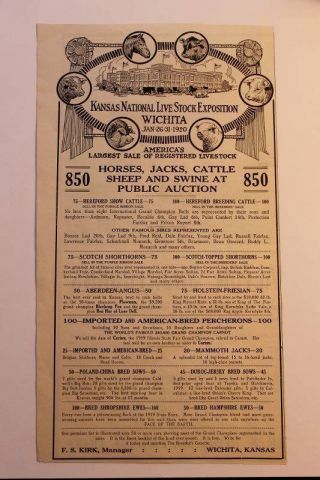1920 Ad Kansas National Livestock Exposition Wichita Horses Jacks And More