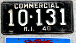 1940 White On Black Rhode Island Commercial License Plate