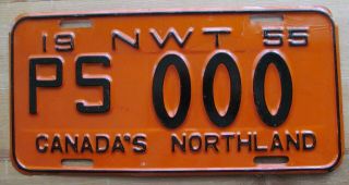 Northwest Territories 1958 Public Service Sample License Plate Ps 000