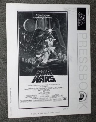 Star Wars 1977 19 Page Pressbook Mark Hamill/peter Cushing