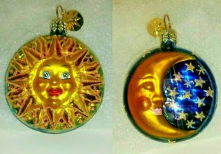Rare Vintage Christopher Radko Sun & Moon Glass Ornament Christmas Little Gems