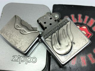 Rare ZIPPO Limited Model Rolling Stones Tongue Trick Lighter with Case 3
