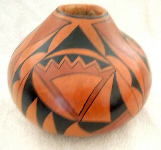 Large ROBERT RIVERA Gourd Art ACOMA EAGLE Tapered Top 8x7 Inch 2