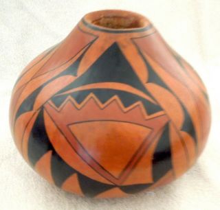 Large ROBERT RIVERA Gourd Art ACOMA EAGLE Tapered Top 8x7 Inch 3