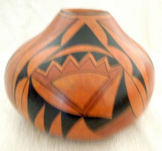 Large ROBERT RIVERA Gourd Art ACOMA EAGLE Tapered Top 8x7 Inch 4