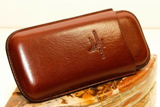 Pheasant By R.  D.  Gomez Brown Leather Cigar Case Triple Carry.  Wow