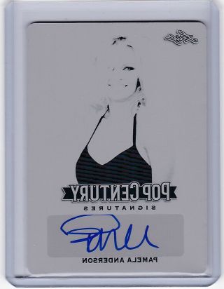 2019 Leaf Metal Pop Century Pamela Anderson Black Printing Plate Autograph 1/1