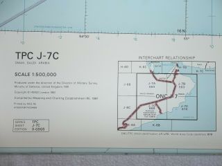 Tactical Pilotage Chart TPC J - 7C Oman / Saudi Arabia Large Scale Map 2