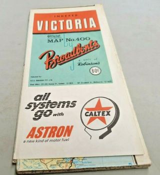 1960s Broadbents Map Of Victoria Australia Caltex