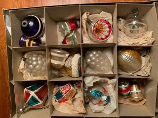 Vintage Glass Christmas Ornaments From Germany,  Japan,  Us In Shiny Brite Box