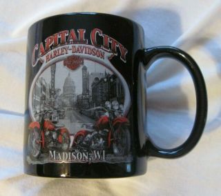 Capital City Harley Davidson Ceramic Coffee Mug Madison Wi Rare Design Euc