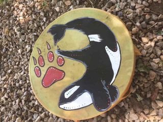 Native American Drum Orca 15 " Painted Hand Drum Indian Cherokee