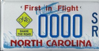 North Carolina Share The Road Sample License Plate