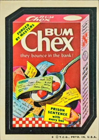 1974 Topps Wacky Packages Bum Chex Series 4 Tan Back