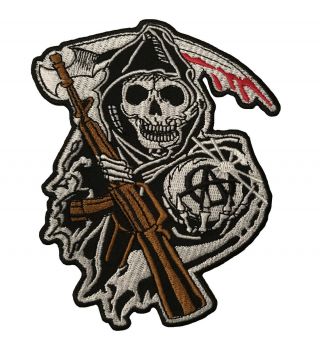 Sons Of Outlaw Samcro Reaper Licensed Biker Patch,  Iron/ Sew On (5 Inch)