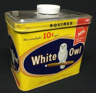 Vintage White Owl Squire Cigar Tin With Humidor Lid