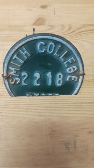 Vintage Smith College Bicycle License Plate.