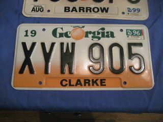 1996 Georgia Peach Clarke County License Plate