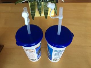 (2) Two Brookfield Zoo Refillable Plastic Drinking Bottle Cup Straw 3