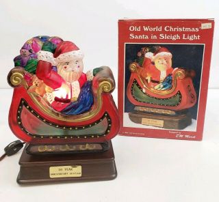 1994 Merck Old World Christmas Santa In Sleigh Light 10th Anniversary