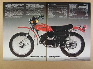 1973 Kawasaki F7 175 Enduro Motorcycle Photo Vintage Print Ad