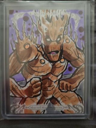 2018 Marvel Masterpieces Sketch Cards Groot By Erick Marshall