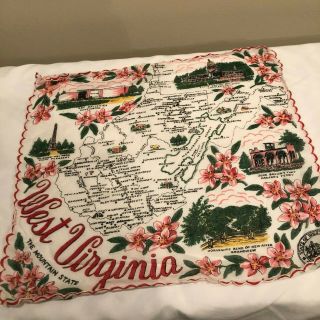 Vintage West Virginia Souvenir Handkerchief
