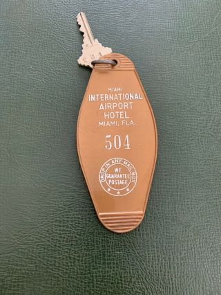 Vintage Hotel Miami Beach Florida Hotel Room Key And Fob Airport 504 Look