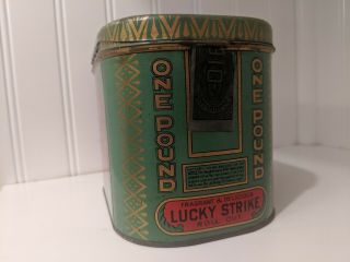 LUCKY STRIKE TOBACCO TIN ANTIQUE ADVERTISING CAN 1910 TAX STAMP REMNANT 4