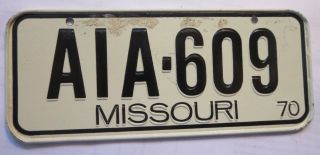 1970 Wheaties / Post Cereal Mini Missouri Bike State License Plate Tag Sign