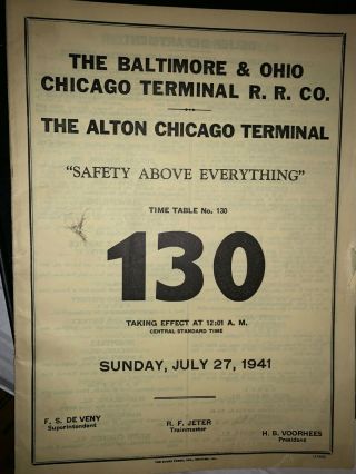 Baltimore And Ohio Chicago Terminal 1941 B&oct Employee Timetable