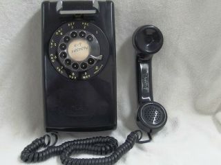 Western Electric Rotary Dial Black Wall Phone 554 Dm 1977 Perfect