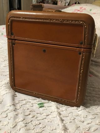 Samsonite Train Case Vintage Camel Brown Leather With Key 4