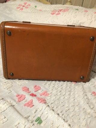 Samsonite Train Case Vintage Camel Brown Leather With Key 5