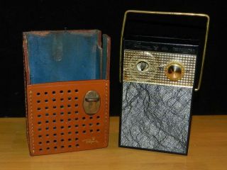 Vintage Regency Model Tr - 7 Pocket Transistor Am Radio 1958,  Leather Pouch