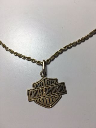 Harley Davidson 10kt Gold Pendant On 10kt Gold Chain