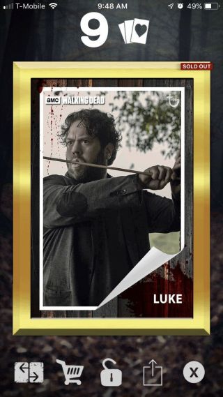 Topps The Walking Dead Digital Card Trader Luke Gold Gilded 1/1