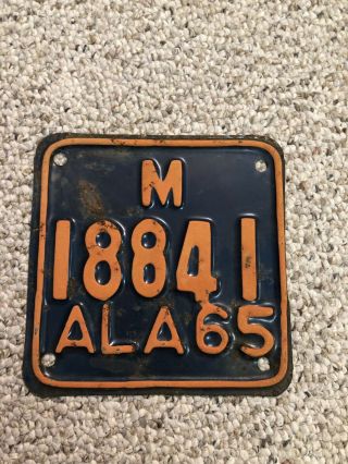 1965 Alabama Motorcycle License Plate (paint)