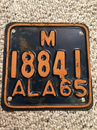 1965 Alabama Motorcycle License Plate (Paint) 2