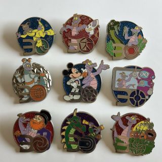 Disney Wdw Epcot 30th Anniversary Figment Mystery Pin Set Of 9 Land Seas Mickey