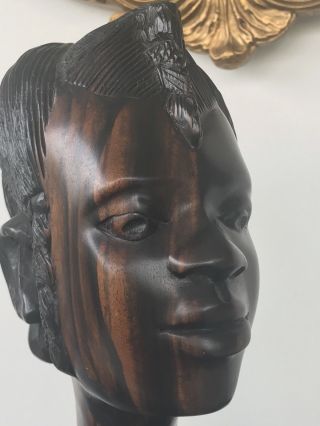 Hand Carved Antique African Women Wood Bust Sculpture Figures Tribal Art Queen 4