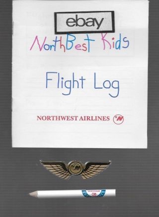 Nwa Northwest Airlines " Northbest Kids " Flight Log/ Kiddie Wings/pencil 1992