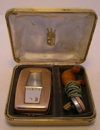 Zenith Extended Range Hearing Aid With Case Wire Ear Piece