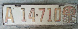 1926 South Carolina License Plate,  Palmetto,  17 " Long