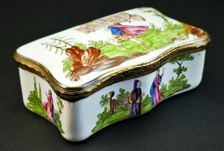1780 Antique 18thc Georgian Staffordshire Bilston Enamel Trinket Table Snuff Box