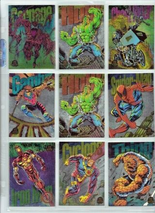 Marvel Universe 9 Cards Limited Edition Power Blast Card 3,  1,  6,  5x2 4,  9,  8,  7.